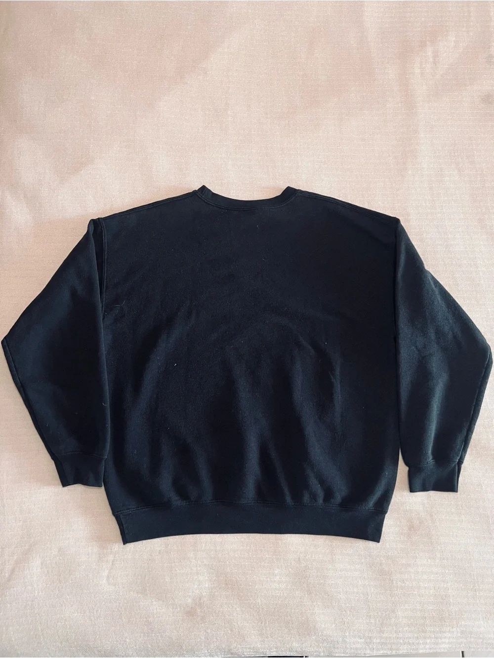 Black Crew Sweatshirt with Lime Green Swoosh and Character Embroidery